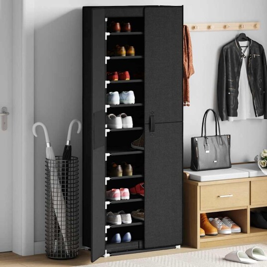 vidaXL Skoskap svart 60x30x166 cm stoff