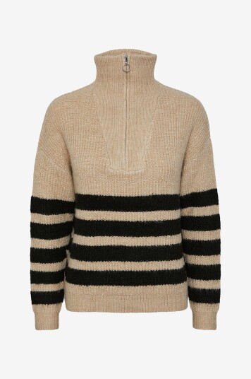 Pieces Genser pcBrooks LS Half Zip Knit Beige