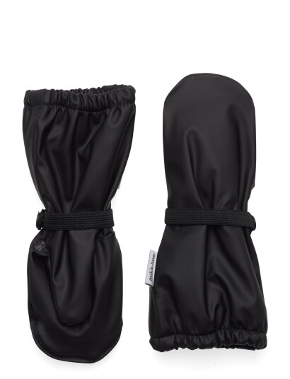mikk-line Pu Rain Mittens W. Fleece - Black - 110/116