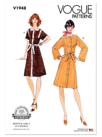 Vogue 1948 - Vintage kjole B5 (8-10-12-14-16)