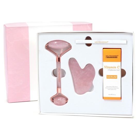 Neutriherbs Face Massage Roller Kit 3 in 1 Vitamin C Skin Serum