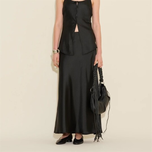 Emilia Button Skirt Black Emilia Button Skirt Black