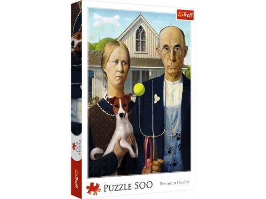 Puslespill 500 Brikker American Gothic Dog Edition Trefl Puslespill 500 Brikker American Gothic Dog Edition Trefl