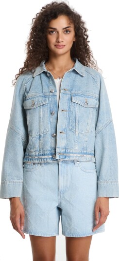 Calvin Klein Jeans Branded Boxy Denim Jacket Fresh Blue L