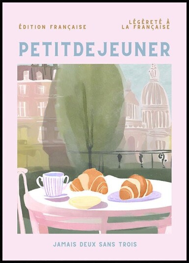 Petit Dejeuner Croissants Paris Pastell Plakat / 70x100cm Petit Dejeuner Croissants Paris Pastell Plakat / 70x100cm