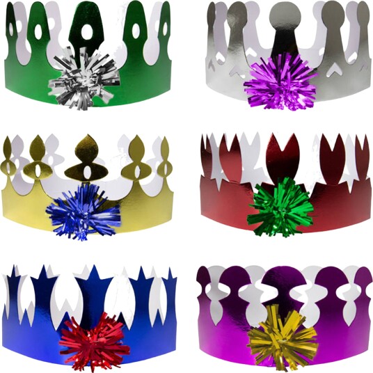 Folat Partyhatter Kongekrone Metallisk Flerfargede 6-pakning 65775
