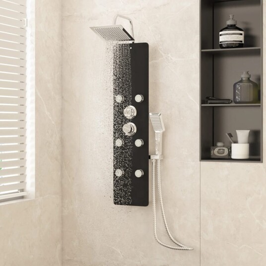 vidaXL Dusjpanel glass 25x47,5x130 cm svart