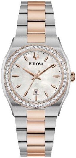 Bulova Dameklokke 98R283 Surveyor Hvit/Rose gulltonet stål Ø31 mm Bulova Dameklokke 98R283 Surveyor Hvit/Rose gulltonet stål Ø31 mm