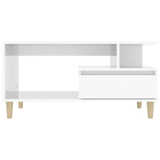 vidaXL Salongbord høyglans hvit 90x49x45 cm konstruert tre