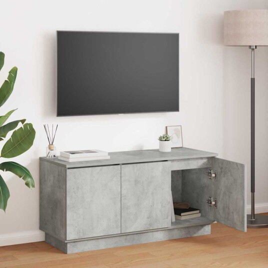 TV skap med LED Betonggrå 100 x 38 x 49 cm Konstruert tre TV skap med LED Betonggrå 100 x 38 x 49 cm Konstruert tre