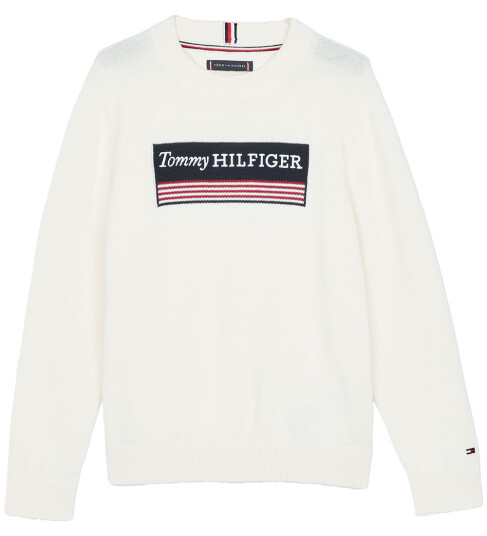 Tommy Hilfiger Genser Strikk Ivory Petal m. Flagg 8 år 128 Genser Hvit