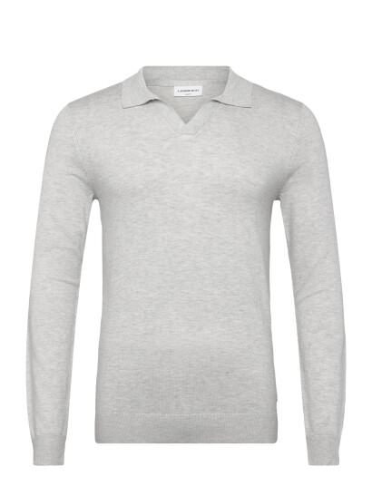 Lindbergh Ecovero L/S V Neck Polo   Grey   XXL