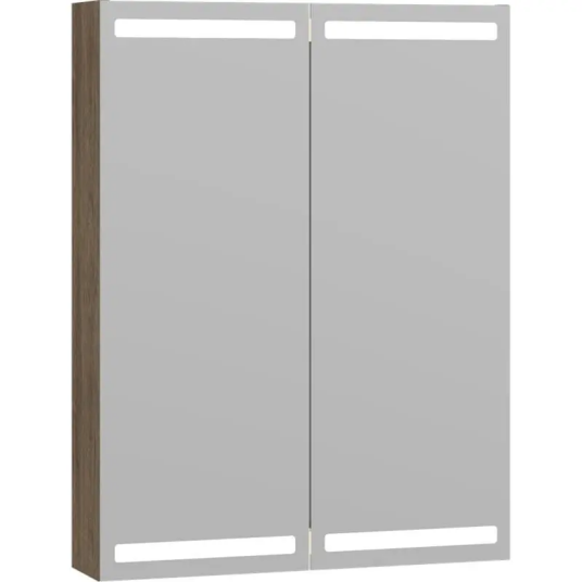 Dansani Level Speilskap med LED-lys 60x14,5x80 cm Brun Eik