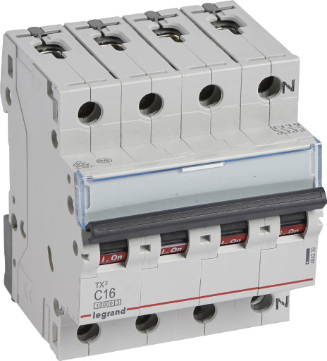 Legrand TX³ MCB automatsikring C16 3P+N 4M 10/10KA