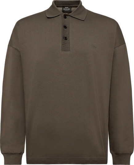 Mads Nørgaard Light Terry Polo Sweat Khaki green M Mads Nørgaard Light Terry Polo Sweat Khaki green M