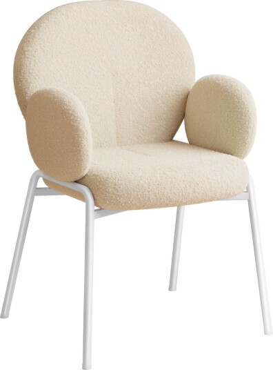 Tectake Stol Scandi Bouclé-stoff - krem