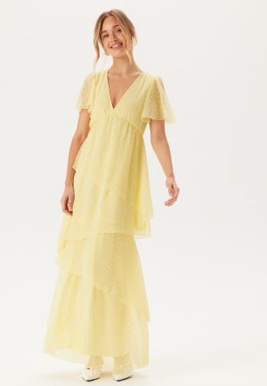 VILA Vidobby S/S ANKEL LAYER DRESS Pale Banana 44