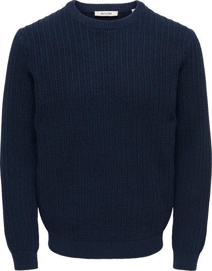 ONLY & SONS Onstheo Ls Structure Crew Reg   Navy   XXL