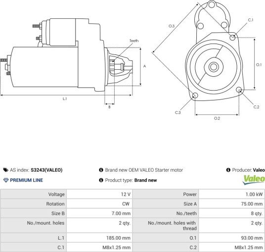AS-PL S3243(VALEO) Starter