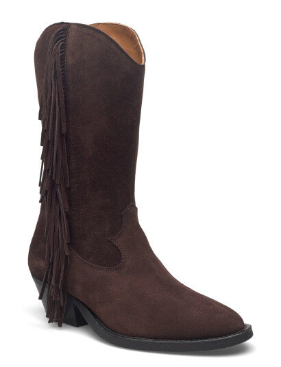 ANGULUS Bootie - Block Heel - With Zippe - Brown - 38