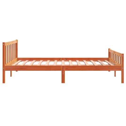 vidaXL Sengeramme med hodegavl voksbrun 160x200 cm heltre furu 8721012315136 vidaXL Sengeramme med hodegavl voksbrun 160x200 cm heltre furu 8721012315136