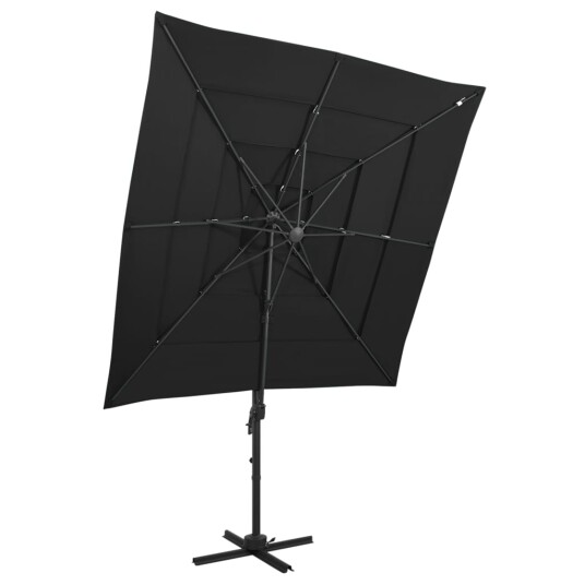 vidaXL Parasoll med aluminiumsstang 4 nivåer 250x250 cm svart