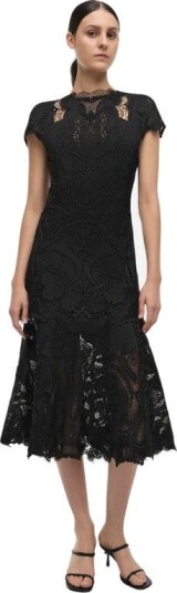 Simkhai Laura guipure lace cap sleeve midi dress US 6 sort dame Simkhai Laura guipure lace cap sleeve midi dress US 6 sort dame