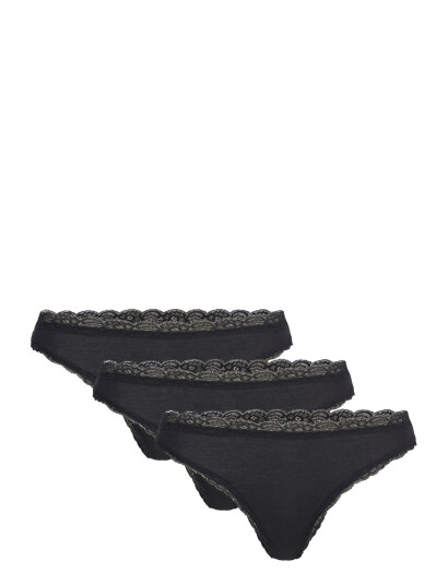 Lindex Brief 3 P Em Lace Thong Reg Co - Black - S Lindex Brief 3 P Em Lace Thong Reg Co - Black - S