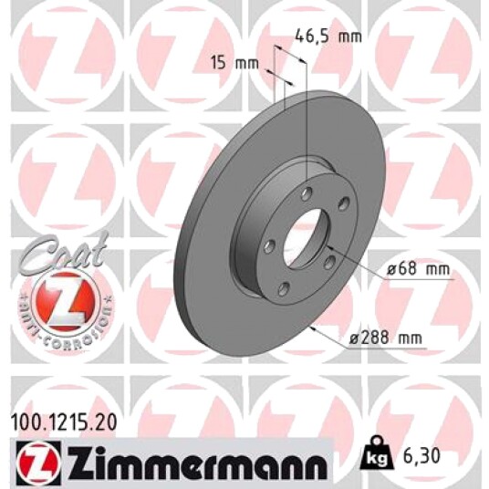 Bremseskive ZIMMERMANN 100.1215.20