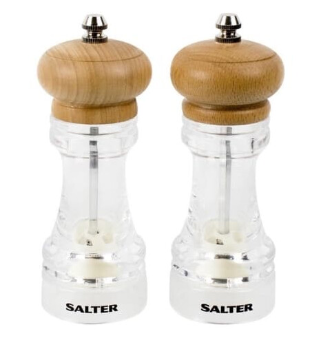 Salter 7607 WDXR Saltog pepperkvernsett Pepper Salt Gjennomsiktig Tre