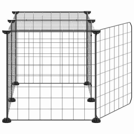 Vidaxl Dyrebur 8 Paneler Med Dør Svart 35X35 cm Stål Vidaxl Dyrebur 8 Paneler Med Dør Svart 35X35 cm Stål