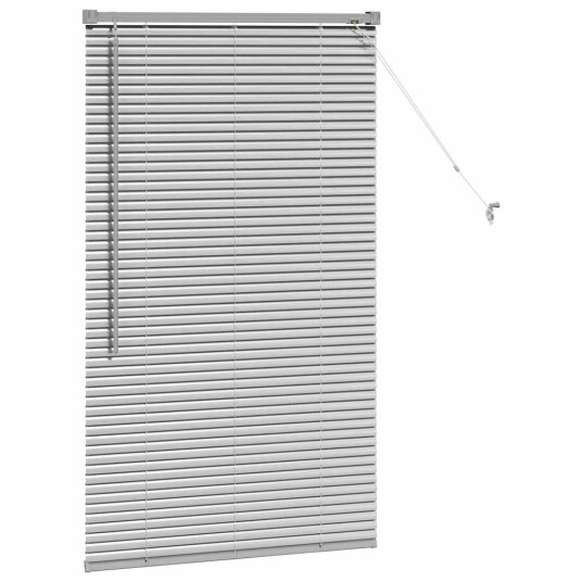 Vindu Persienne med gardiner Manual sølv Aluminium
