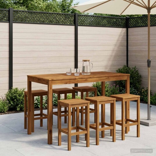 vidaXL Hagebarbord Naturlig 141 x 80,5 x 105 cm Solid akasietre vidaXL Hagebarbord Naturlig 141 x 80,5 x 105 cm Solid akasietre