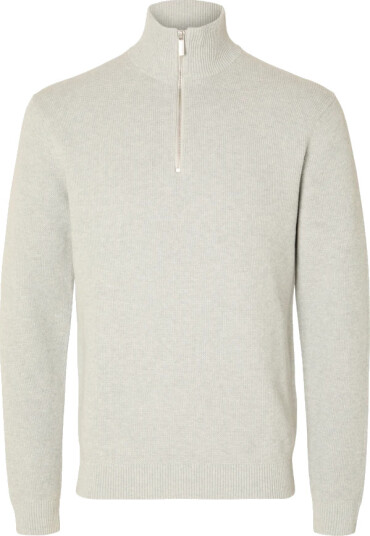 Selected Homme Dane Long Sleeve Knit Structure Half Zip Grå XXL