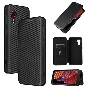 Samsung Galaxy Xcover 5 Flip-deksel Carbon Fiber Svart