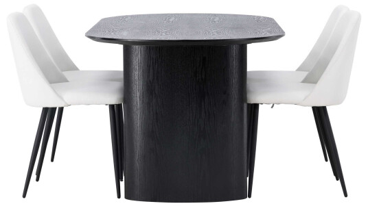 Venture Design Isolde & Night spisegruppe Hvit/svart 4 stoler & bord 180 x 90 cm