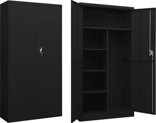 Oppbevaringsskap svart 90x40x180 cm stål Svart