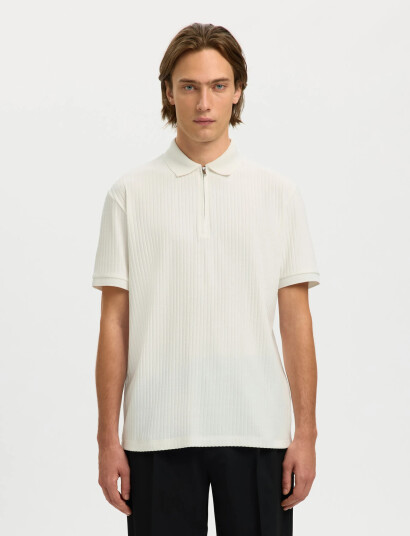 Selected Slhfave Structure Ss Polo Noos   Cream   XXL