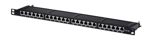 Helos Patchfeld Cat 6A 19" 0,5He 24 Port Lichtgrau