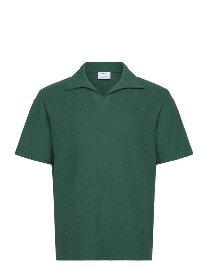 Mango Regular-Fit Textured Polo Shirt Green XS Mango Regular-Fit Textured Polo Shirt Green XS