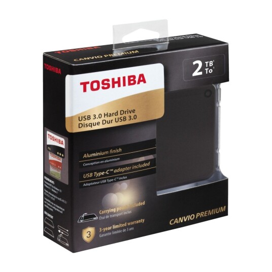Toshiba Canvio Premium 2Tb External Hard Drive grey HDTW220EB3AA