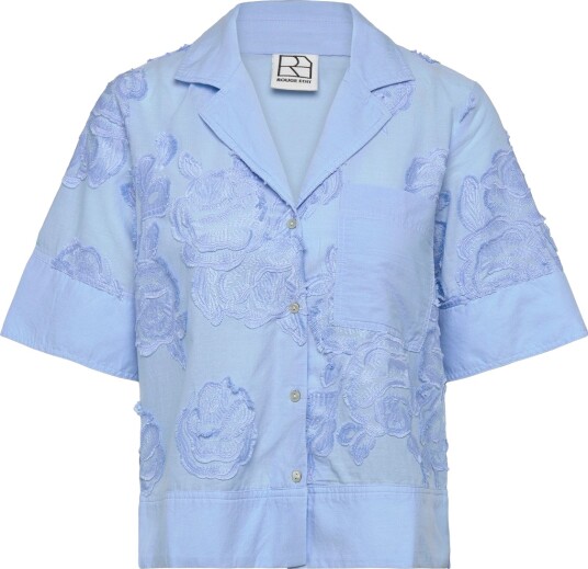 ROUGE EDIT Rouzoella 3/4 Resort Collar Shirt Blue 40
