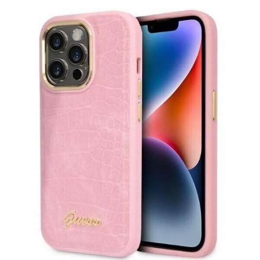 Guess Croco Rosa Hardt Deksel for iPhone 14 Pro 6,1"
