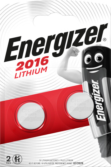 Energizer CR2016 Lithium Knappcellebatteri 3V 90mAh - 2-pakning