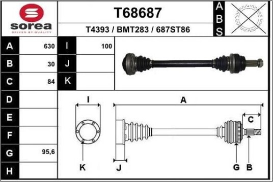 EAI T68687 Drivaksel EAI T68687 Drivaksel