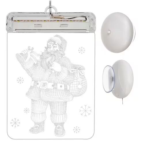 Malatec 3D LED-skylt med Sugkopp Tomte