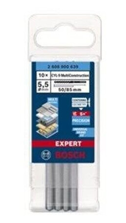 Bosch CYL-9 Multiconstruction Universalbor 5.5mm 10-pakning for Betong, Plast og Stål