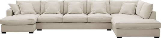 Rossita Lyx 6 seters venstrevendt U formet ekstra dyp sofa med divan og sjeselong i stoff Beige