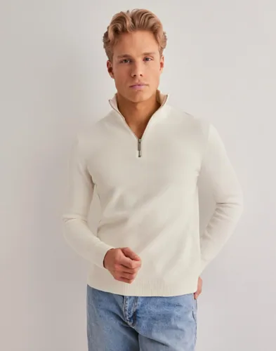 Selected Homme Slhdane Ls Knit Structure Half Zip Half zip Hvit