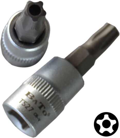 BATO Stifttopp kort 1/4" 5 Star Torx med hull 20.